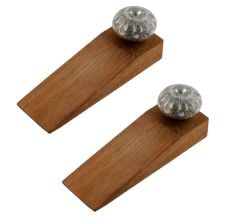 2 Pieces White Crackle Wheel Ceramic Wooden Door Stopper